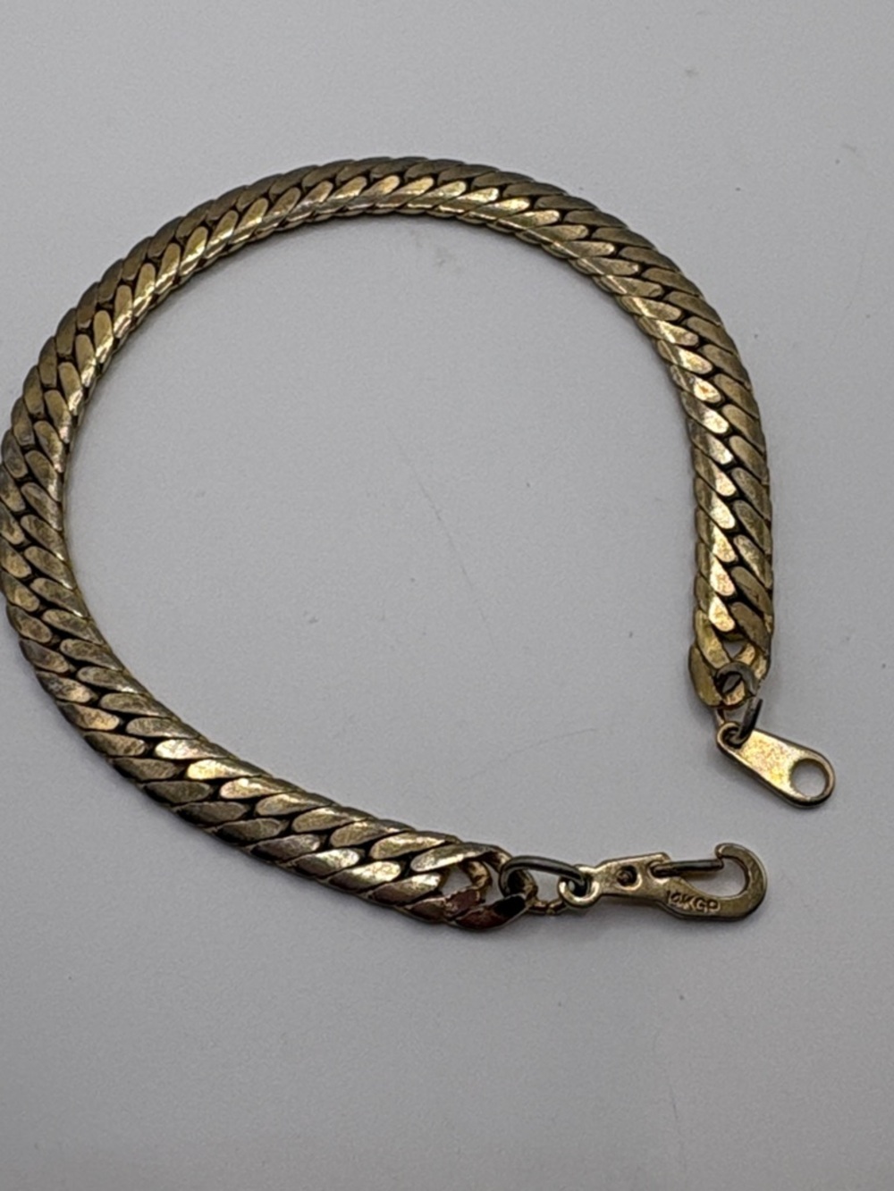 Vintage 14kt Gold Plated Herringbone Bracelet 7”